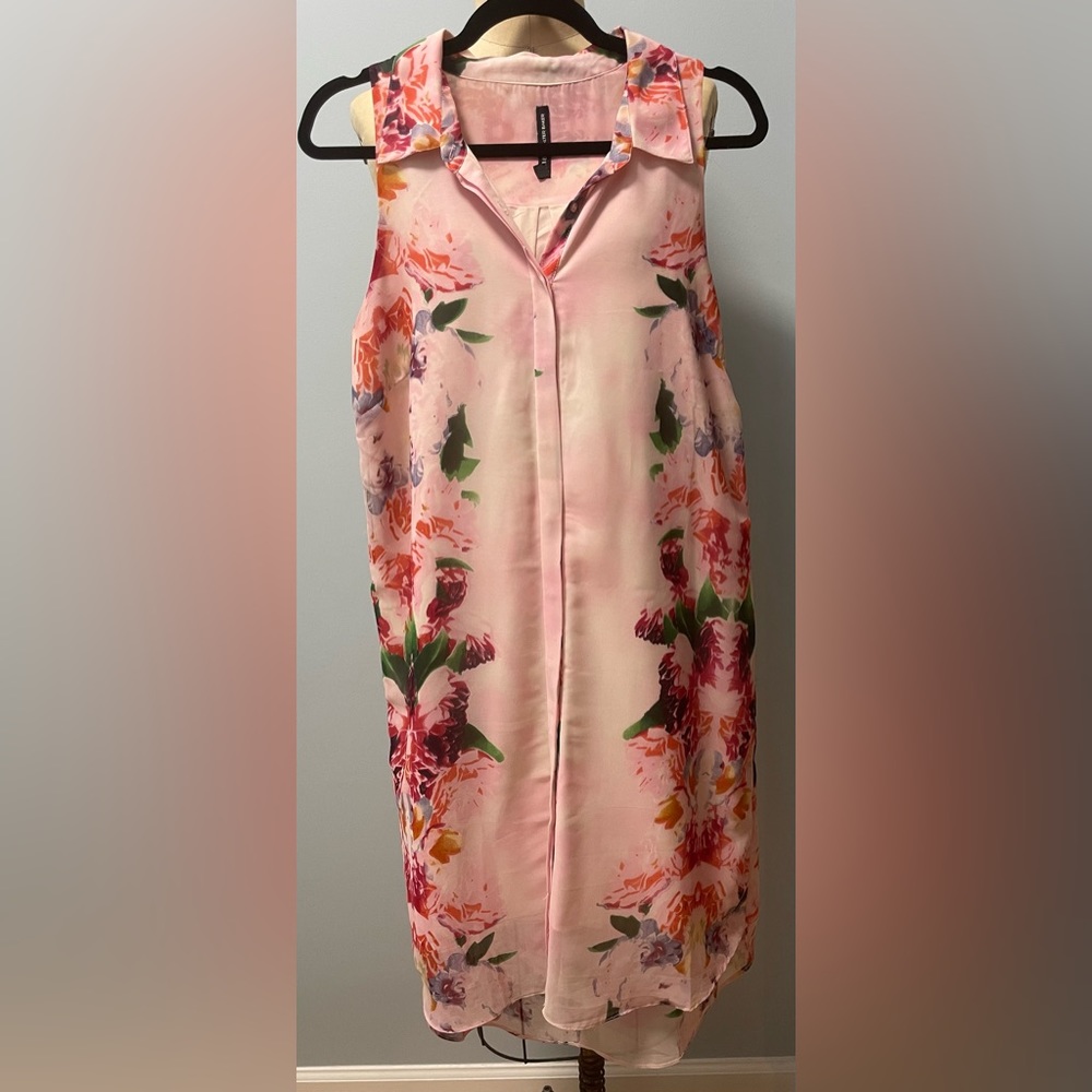 Floral Collared Hi-Low Shift Dress